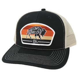 Red Dirt Hat Company Buddy 6-Panel Adjustable Snapback Hat, Trucker Cap w/Ventilated Mesh Back & Snap Back Closure, Structured Baseball Cap for Men & Women - Black/Khaki, One Size Fits All