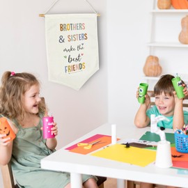 Brothers and Sisters Make The Best Friends Hanging Pennant Flag, Wall Decor for Nursery Bedroom Playroom, Birthday Christmas Gifts for Baby Kids Girls and Boys