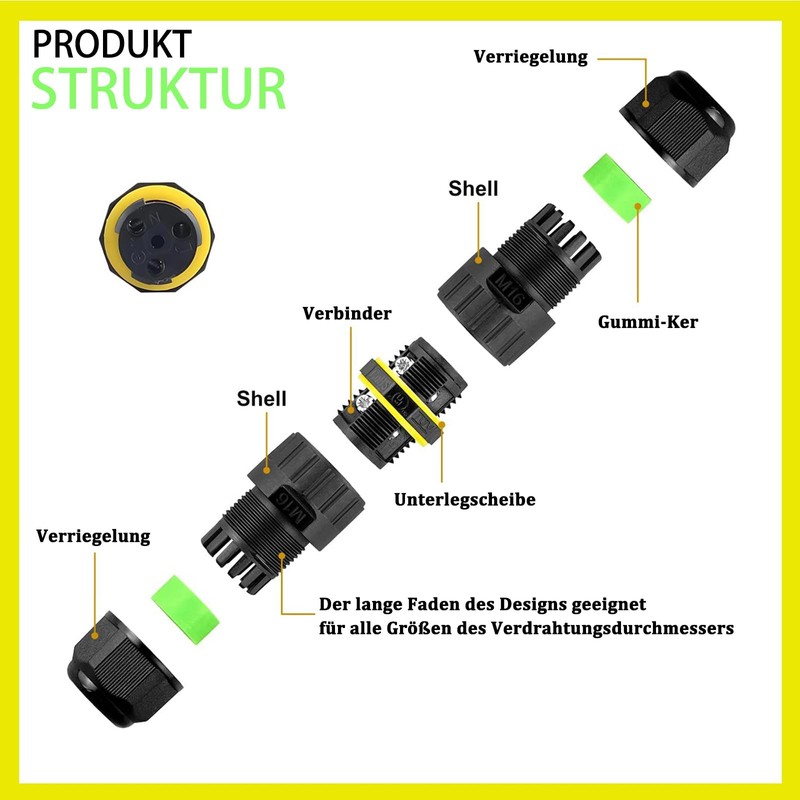 Cable Connector Waterproof, 2 and 3 Wires, Cable Connector Waterproof