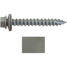 #14 Metal ROOFING SCREWS(250) Screws x 2" PEWTER GRAY/SLATE GRAY Hex Head Sheet Metal Roof Screw. Self starting/tapping metal to wood sheet metal screws -EPDM washer - for corrugated roofing