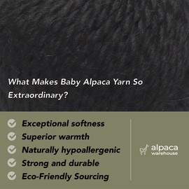 100% Baby Alpaca Yarn Wool Set of 6 Skeins Bulky Weight - Made in Peru - Heavenly Soft and Perfect for Knitting and Crocheting (Black, Bulky - 6 Skeins)