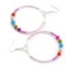 50mm Pink Glass and Multicoloured Ceramic Bead Large Hoop Earrings