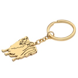 OUSIO Edelstahl Versilbert Papillon Hund Schlüsselanhänger für Frauen Auto Geldbörse Rucksack Tasche Handtasche Zubehör Charme Damen Geschenke Welpen Schlüsselringe (18K Vergoldet)