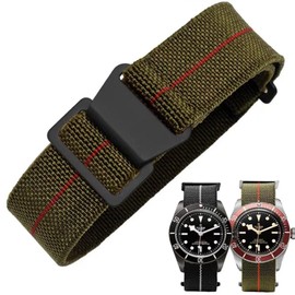 Danxancy Elastic Nylon Watch Strap Navy Divers Parachute Fabric Replacement Watch Band with Clasp 18/20/22mm