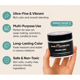 Eye Candy Pigments Premium White Mica Powder - Snowflake (50gr) - for Epoxy, Resin, Soap, Paint, Woodworking, Acrylic Pouring, Bath Bombs, Fishing Lures - DIY Arts and Crafts Additive