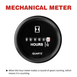 RileyFine Quartz Hour Meter Round Mechanical Timer Snap in Engine Hour Gauge for Snowmobile Auto Boat Automobile Lawn Tractor Pump Wood Chipper Marine Truck Vehicle Generator (L-AC110-250V)