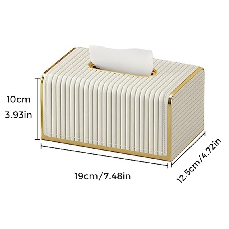 LEASYLIFE Gold Tissue Box Cover,pu Leather Tissue Box Cover Rectangle,Clear