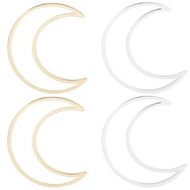 CREATCABIN 10Pcs Moon Linking Rings 18K Gold Plated Brass Earrings Beading Hoop Frames Charms Links Connectors for DIY Dangle Earring Necklaces Bracelets Jewelry Making 1.57 x 1.9Inch(Gold & Silver)