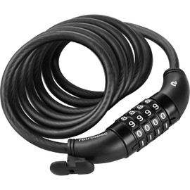 Retrospec Grizzly Bike Lock - 6ft Anti-Theft Cable with 4-Digit Combination & Mounting Bracket - Secure Mountain & eBike Accessory