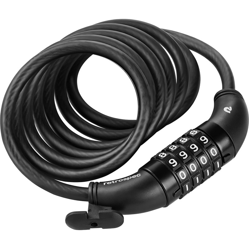 Retrospec Grizzly Bike Lock - 6ft Anti-Theft Cable with 4-Digit