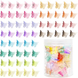 YISSION 60Pcs Mini Butterfly Hair Clips for Girls Small Hair Clips Cute Butterfly Hair Claw Clips Toddler Baby Kids Hair Clips with Box Package 90s Y2K Hair Accessories for Girls Women Gradient Colors