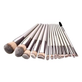 Brochas Velvoss 14 Piezas Cepillo Maquillaje Color Champán                                                                                            