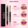 Lápiz Labial 2 En 1 Resistente Al Agua, Delineador De