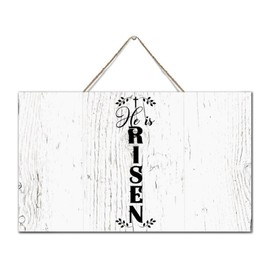 Autravelco He Is Risen Vintage Wall Décor Wooden Plaque Sign 6x10 Inch Country Wall Art Wood Plaque with Sayings Home Decor for Living Room Office