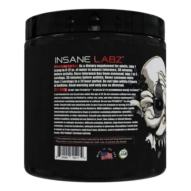 Pre Entreno Insane Labz Psychotic Black Serv Sabores Sabor Ponche
