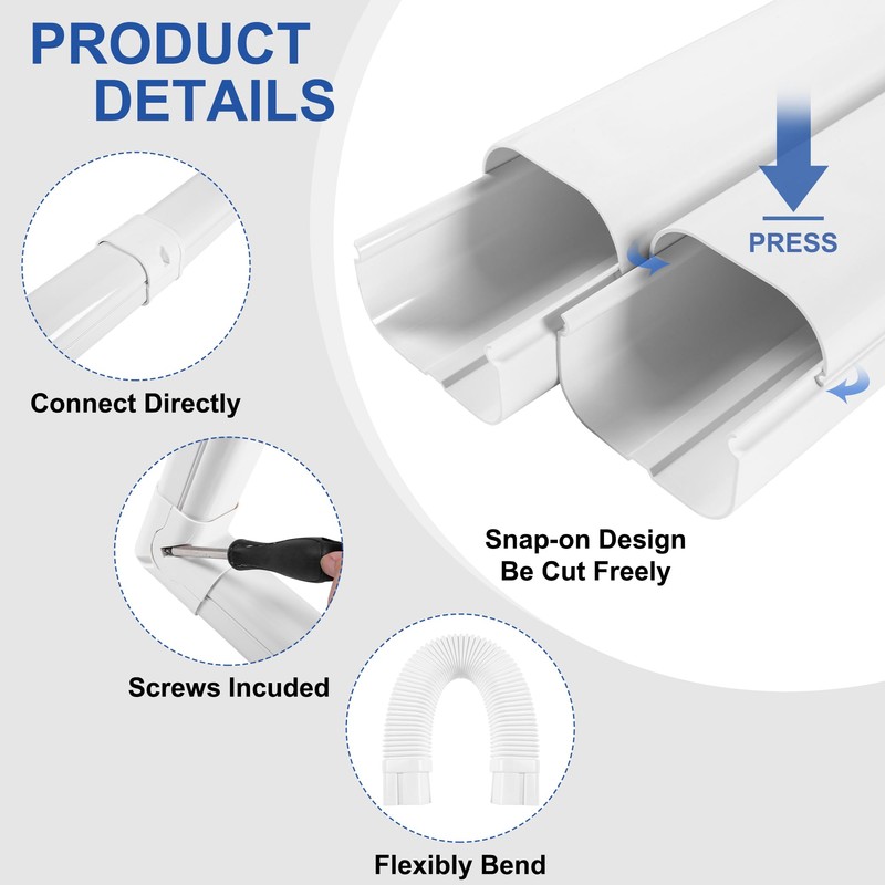KuriProtect 5" W 17Ft Decorative PVC Line Set Cover Kit