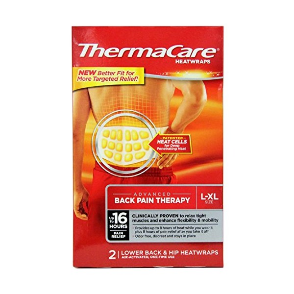 Thermacare Heatwraps Lower Back and Hip LG/XL, 2 Count (Pack of 3)