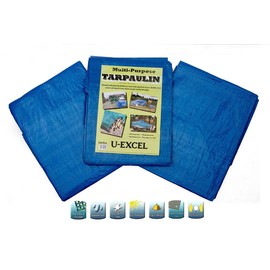 U-Excel Tarpaulin Small- Waterproof Heavy Duty - Universal Blue/Green Tarp Sheet - Ground Sheet - Premium Quality Cover (SMALL 1.2x1.8M)