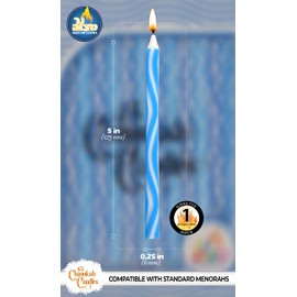 Ner Mitzvah Dripless Chanukah Candles Standard Size, Wave Etched Hanukkah Candles Fits Most Menorahs, Premium Quality Wax for All 8 Nights of Hanukkah - Count 45, Blue & White