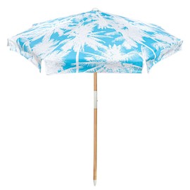 STANDERECT 6.9Ft Beach Umbrella with Wood Pole & Carrying Bag, Lightweight yet Sturdy, UPF 50+ for Beach, Camping, and Picnic (Palm)