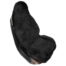 Sisha-A Sheepskin Seat Cover, Genuine Australian Sheepskin Fur Car Seat Cover, Universal fit, Full Coverage, Furry, Short Wool Seat Cover for Car, SUV, Truck, CRV, Motohome and So on (Black)