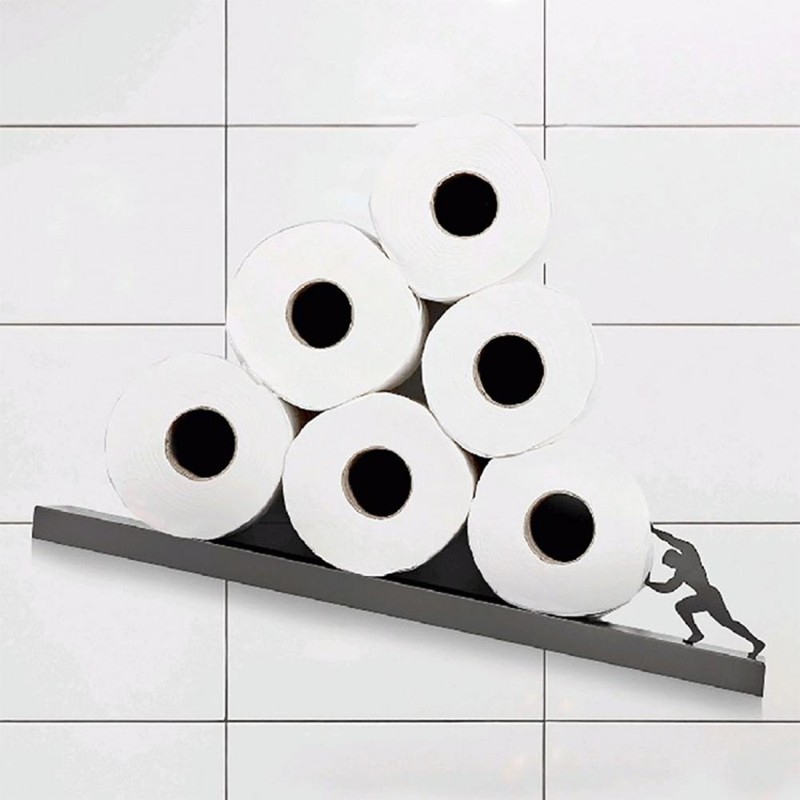 Floating Shelf Toilet Paper Holder Modern Wall Mount Organizer for
