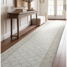 Well Woven Custom Size Hallway & Stair Runner - Apollo Regency Lattice Pearly Haven 27 Inches Wide x 13 Feet Long (27" x 13' Runner) Rug – Non-Slip, Stain-Resistant, Machine Washable