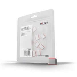 LINDY 40437 USB Type C Port Blockers Without Key, Red - Pack of 10