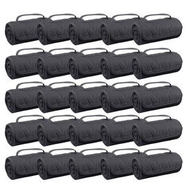 Gifts by Design 25 Ct of Roll-Up Blankets for Camping, Travel, Outdoors, Beach, Picnics – Charcoal – Hook + Loop Closure for Easy Use in Cars & on Airplanes – Customizable for Promotions & Events