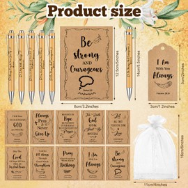 Qeeenar 200 Pcs Bible Verse Sets Church Christian Gift Include 50 Pcs Spiral Notebooks 50 Pcs Bible Bamboo Pens 50 Pcs Thanks Tags 50 Pcs Organza Bags for Women Man Christian Party Gifts(Bible)