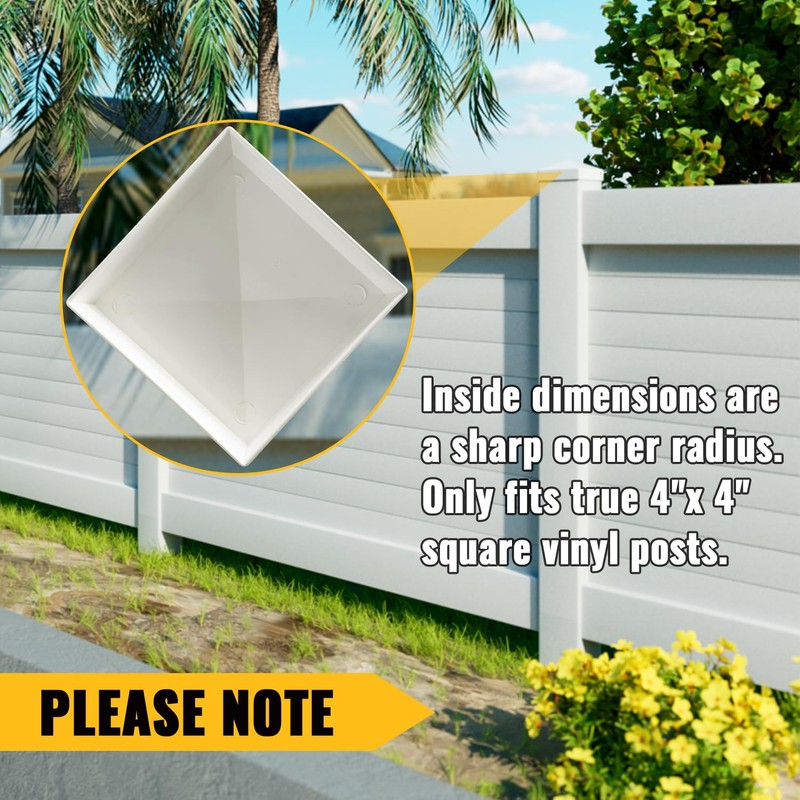 VIVIDA 4" x 4" Fence Post Caps, Pyramid PVC Vinyl