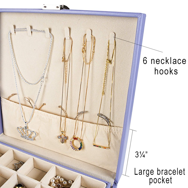 Frebeauty Earring Organizer Classic Jewelry Box 50 Slots Double Layer