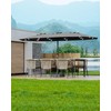 15FT Large Patio Umbrella with Base and Solar Lights, Double-Sided