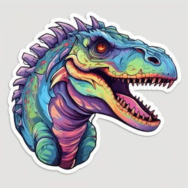 Scary Fierce Dinosaur Sticker For Guitar, Skateboard, Water Bottles, Laptop, Waterproof Vinyl Decal Sticker 5 inch (Design 4)