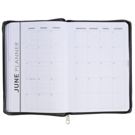 Christian Art Gifts 2026 12 Month Vegan Leather Daily Executive Planner for Men & Women: Walk by Faith Encouraging Scripture, Monthly Planning, Time Slots, Ribbon Bookmark, Zippered, Charcoal Gray