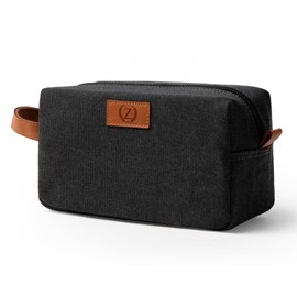 Janhavi Waterproof Makeup Bag Organizer,Groomsmen Gifts,Travel Bag Canvas Laser Engraved Initials & Wheat Ear, Men's Accessories Storage, Travel Bags for Men, Travel Essentials (Dark Grey Z)