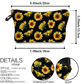 Deanfun Makeup Case Small, Cosmetic Zipper Bag Waterproof for Purse Mini, Women Cute Traveling Accessories Pouch for Ladies Thanksgiving Christmas Gifts(Sunflower D2-52355)