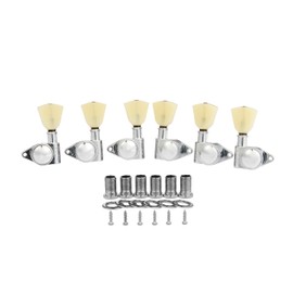 3 per side Guitar Locking Tuners 21:1 Locking Tuning Keys Tuning Machine Heads with Aged Keystone Handle for Acoustic Guitars/USA Les Paul/LP/SG/ES Guitars Chrome