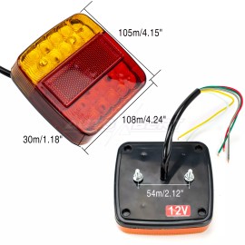 AUTOXBERT 2x Red Truck Trailer Tail Light Kit 26LED Boat Stop Turn Brake Lamp Waterproof !