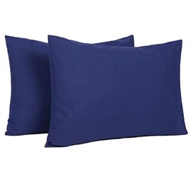 100% Cotton Navy Blue Pillowcases, 2 Pack Plain Pillow Cases, Soft Cozy and Breathable Envelope Closure Standard Pillow Cover, 50 x 75 cm