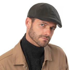 Stetson Herringbone Duck Flatcap Schirmmütze Schiebermütze Herren - mit Schirm, Futter Herbst-Winter - L (58-59 cm) braun-oliv
