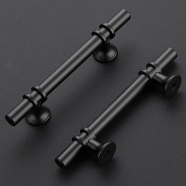 Ravinte 30 Pack 6 Inch Cabinet Pulls Kitchen Cupboard Handles with Round Base Matte Black Drawer Pulls Cabinet Handles 6" Length,3.5" Hole Center
