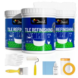 DWIL Tub Paint, Tub and Tile Refinishing Kit with Tools, White Bathtub Paint Water Based &Low Odor, Easy to Use for Sink Bathroom Shower, Semi-Gloss White 3 Pack/150sq.ft