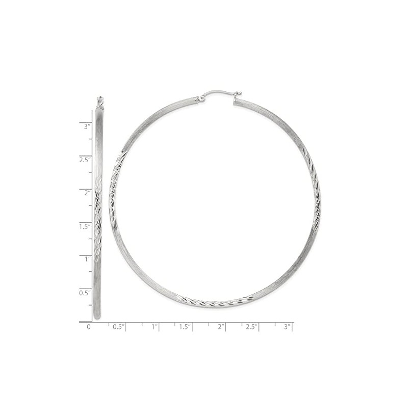 Auriga Fine Jewelry 925 Sterling Silver Polished Diamond-cut Hoop Earrings