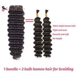 LUXEDIVA Deep Wave Human Hair Bundles 14 16 18 Inch 100% Unprocessed Raw Brazilian Curly Bundles Human Hair Natural Black Color for Women