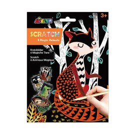 Avenir 6301568 Scratch Pictures for Children, Animal Motif, Scratch Picture Templates with Pen, Scratch Picture Set, DIY Creative Set for Children from 3 Years