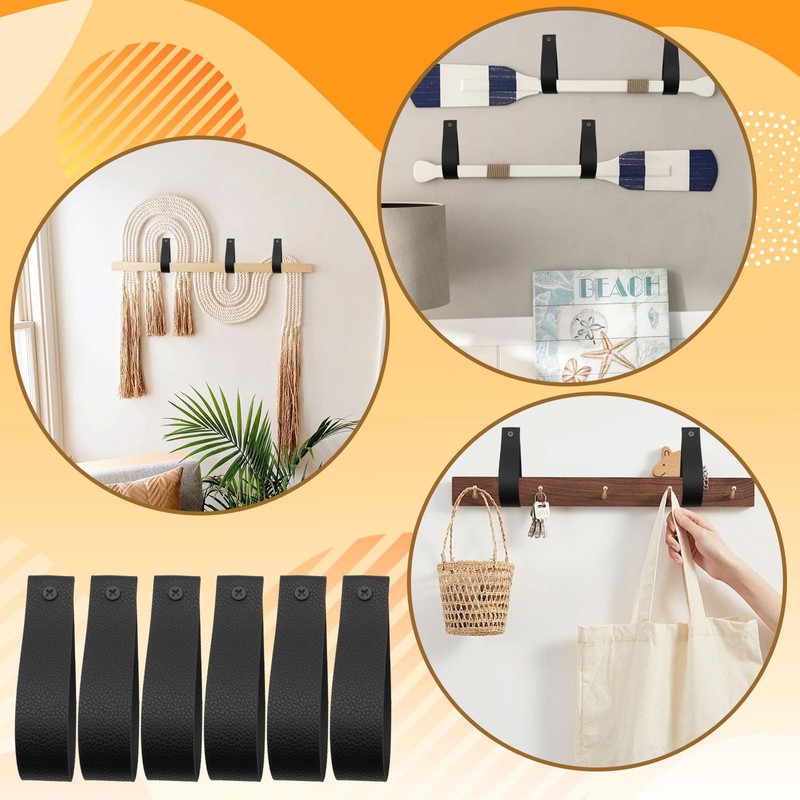 Shonmogar Curtain Rod Holders,Set of 8 Leather Curtain Rod Brackets