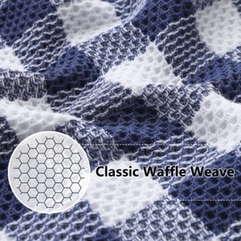 homing Buffalo Plaid Kitchen Towels and Dishcloths Set, 12" x 12" and 13" x 28", Set of 8 Bulk Cotton Waffle Weave Dish Towels, Super Soft Absorbent Hand Towels for Kitchen, Blue & White