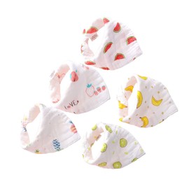 Gatuida 5Pcs Cotton Drool Towels Soft Absorbent Fruit Design Bibs for Feeding Durable Breathable Saliva Cloths for Watermelon Banana Kiwi Pineapple