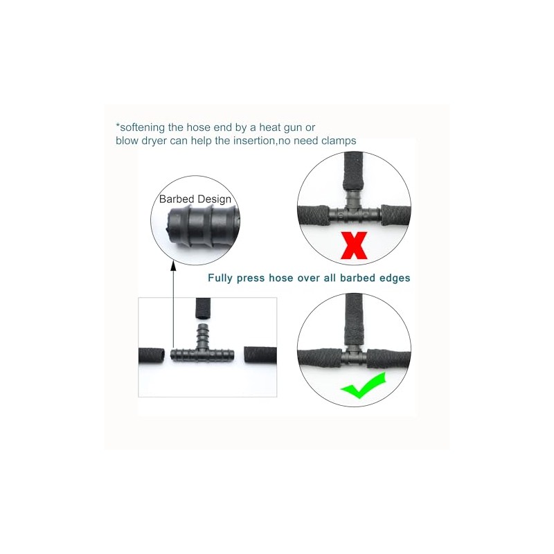 Soaker Hose Accessory, Garden Hose Fittings Kit for 1/2" Tubing,